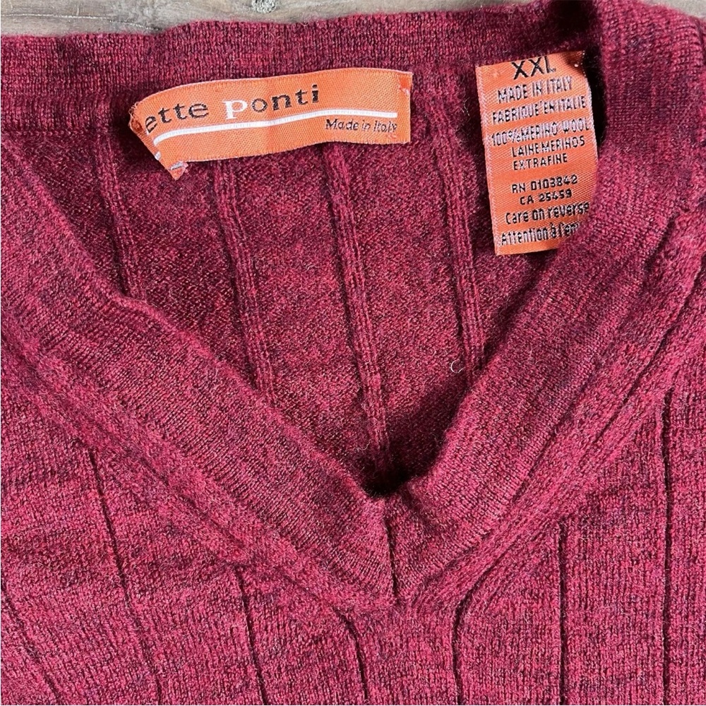 Sette Ponti men's v-neck merino wool sweater.  2X (Runs Small) See Measurements